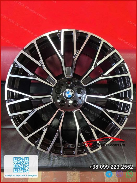 Диски BMW 745i R21 5x112 різноширокі 9.5J/10.5J Gloss Black Machined Face X5 G05 X6 G06 X5M F95 X6M F96 Нові