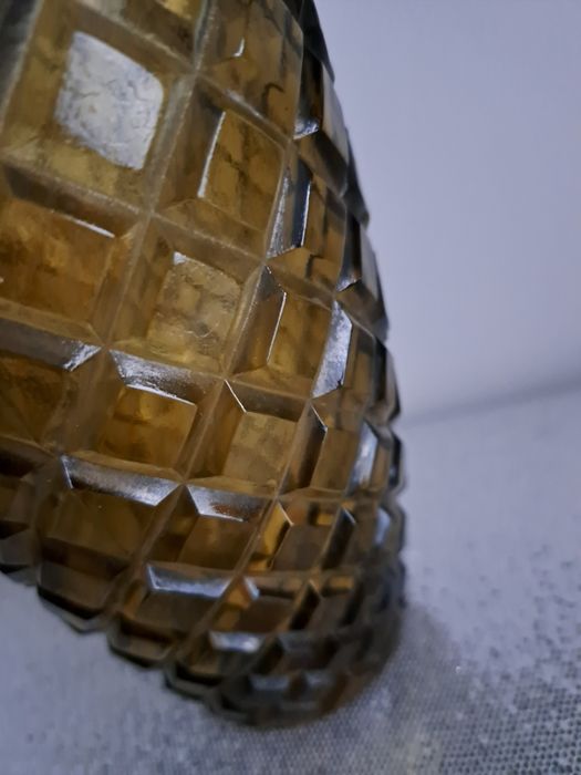 Designerski szklany wazon optyczny z czasów PRL