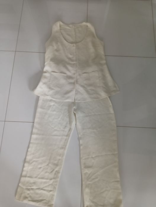 Ubrania ciążowe, tunika, spodnie, kolor ecru, cena 15 zł