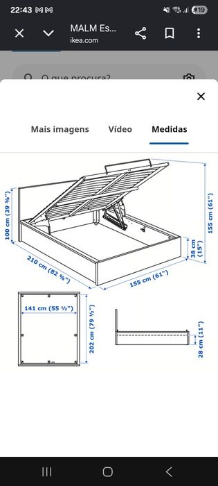 Cama + mesas cabeceira MALM