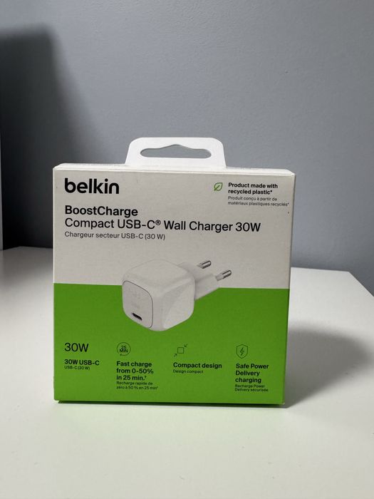 Блок живлення Belkin 30W USB-С GAN PD PPS