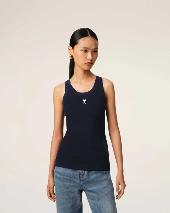 Майка AMI Paris Ami de Coeur Rib Tanktop Night Blue