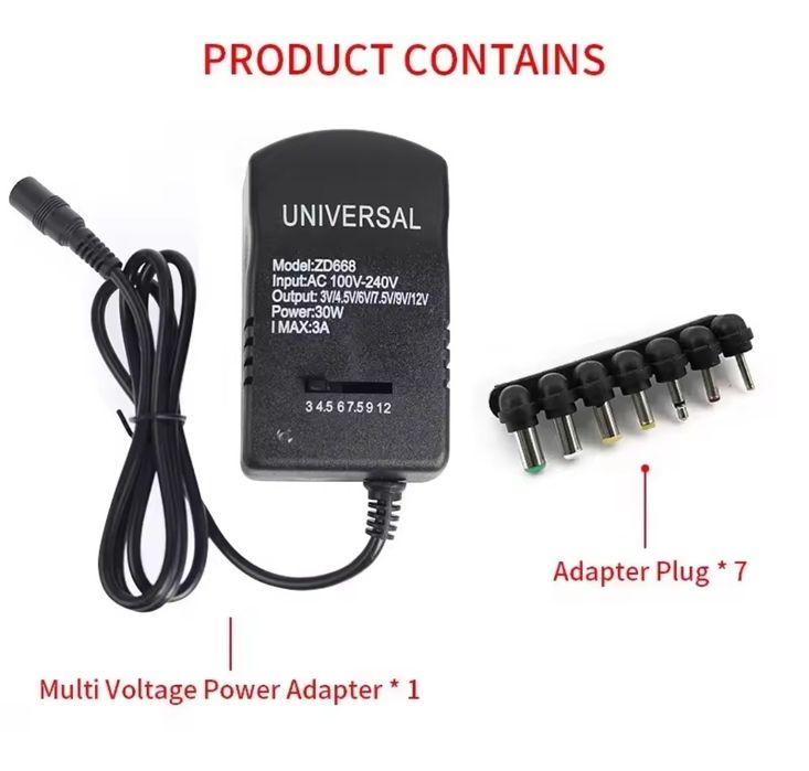 Регульований блок живлення 3–12V 30W універсальний адаптер 220V AC/DC
