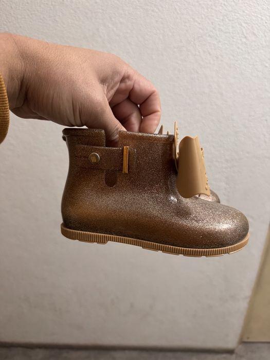Botas Mini Melissa Sugar Rain Glitter Dourado tamanho 25