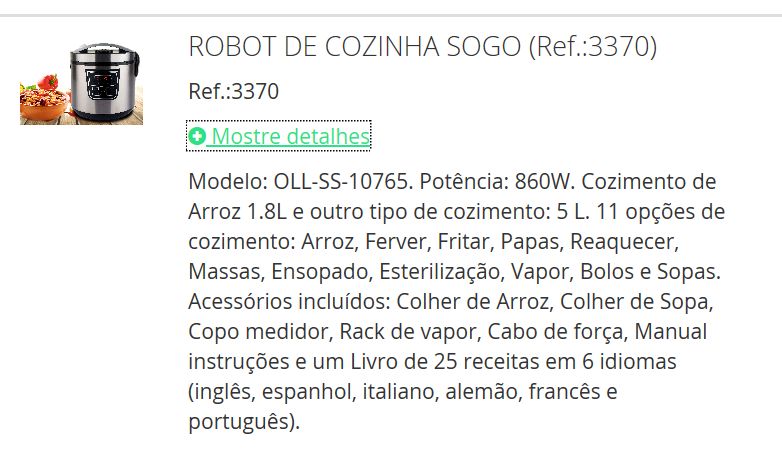Robot de Cozinha SOGO Novo