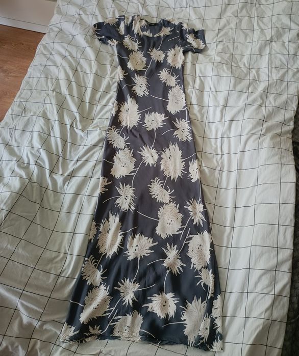 lejąca sukienka maxi z wiskozy przewiewna na lato w kwiaty vintage