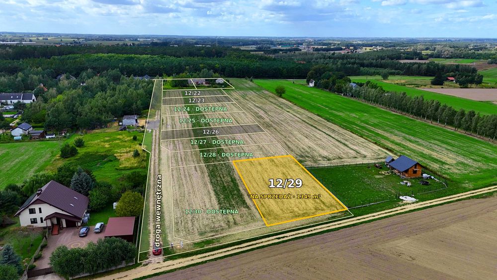 Działka budowlana 1349 m² z MPZP, przy lesie, S7 – Załuski