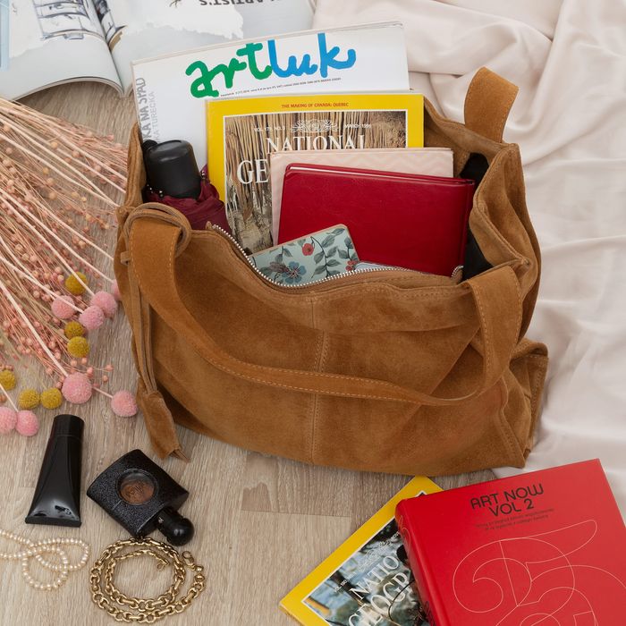 VERA PELLE torebka zamszowa shopper klasyczna na ramię V624 camel