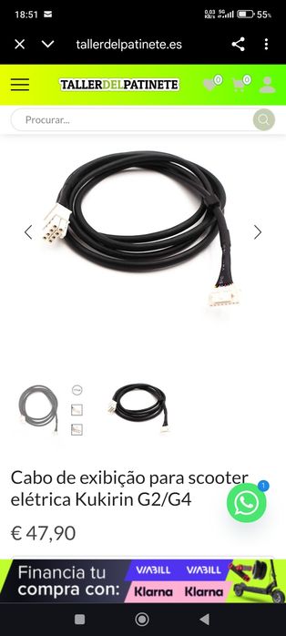 Cabo de exibição para scooter elétrica Kukirin G2/G4