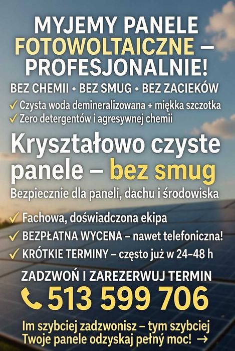 Panele fotowoltaiczne (solarne) mycie