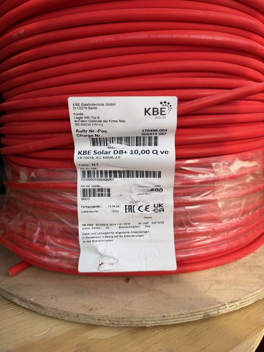Кабель для сонячних панелей 10 мм KBE