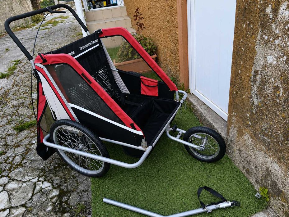 TUK TUK 2 em 1 ___ atrelado bicicleta ou carrinho de transporte 2x crianças ou animais