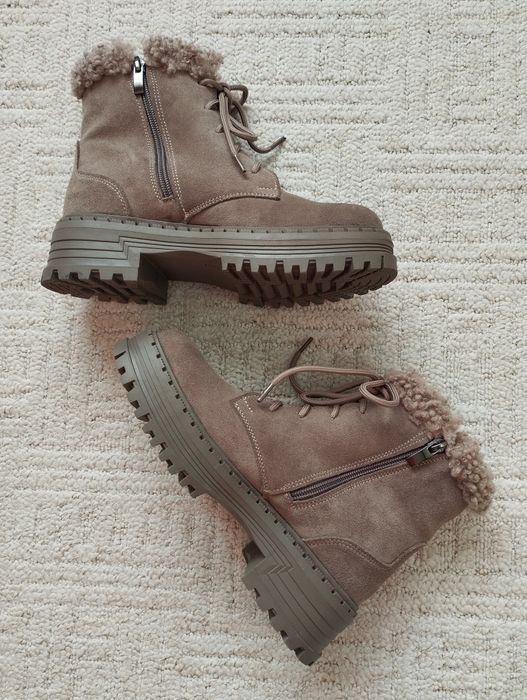 жіночі зимові черевики із натуральної замші  з утепленням овчина 36