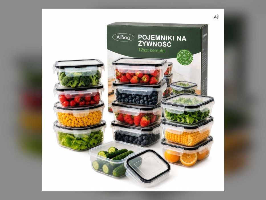 Pojemniki na żywność lunchbox zestaw 12 sztuk bez BPA