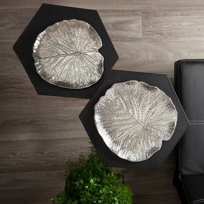Patera ceramiczna 33x33x2 Kalina srebrna liść