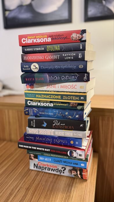 Zestaw 16 książek – Clarkson, Jurassic Park, John Green, de Barbaro i inne