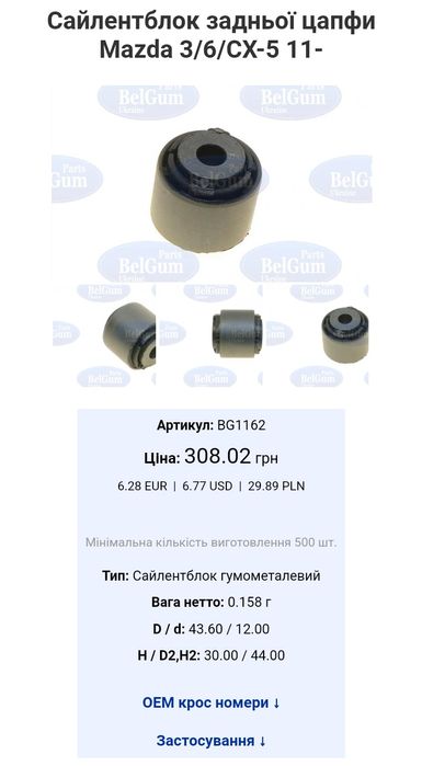 Belgum, Белгум, сайлентблоки новые 2 шт.