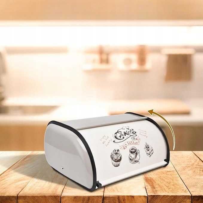 Chlebak Metalowy Funkcjonalny Szary Pojemnik Na Chleb Pieczywo