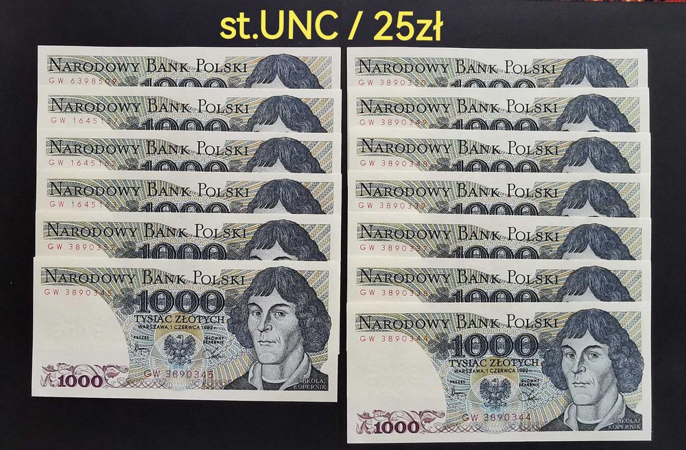 1000 zł 1982r st.1 / UNC różne serie