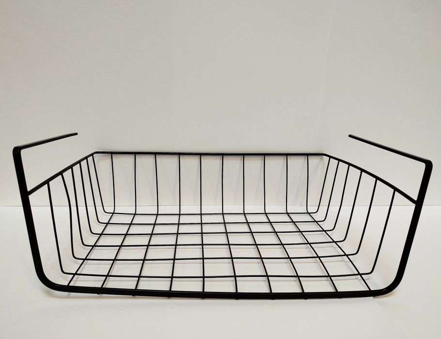 Koszyk organizer metalowy czarny podwieszany pod półkę, wiszący