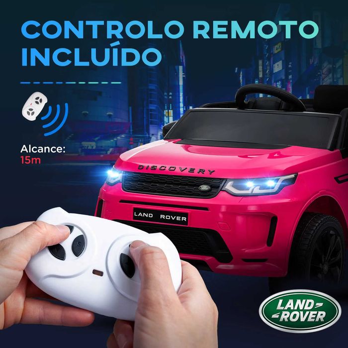 Carro Elétrico p/ Crianças c/ Licença Land Rover Bateria 12V, Rosa