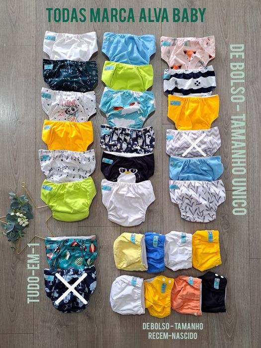 Pack fraldas reutilizáveis/ecológicas e absorventes