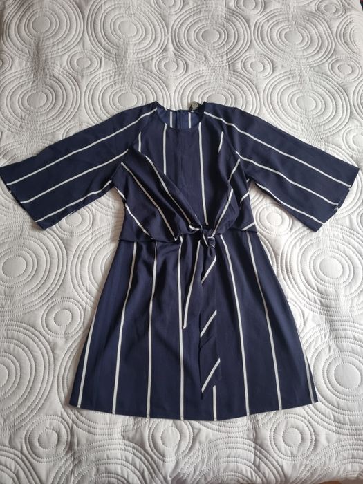 Granatowa sukienka w pasy, AX Paris, rozmiar M / 10