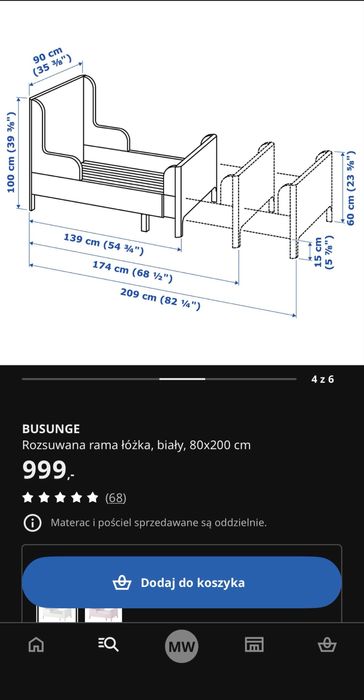 Lóżko rozsuwane biale
