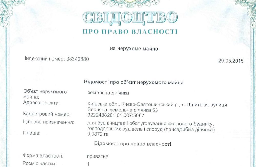 с. Шпитьки, продаємо ділянку під будівництво, 8,7 сот.(ціну знижено)