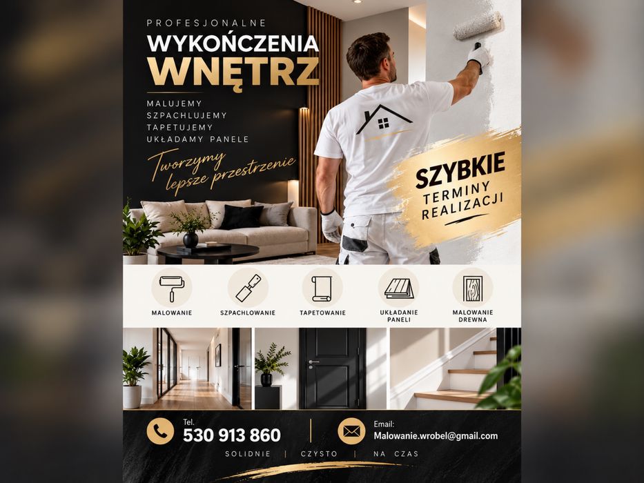 Olsztyn • MALOWANIE • szpachlowanie • PANELE • tapetowanie •SZYBKIE TERMINY