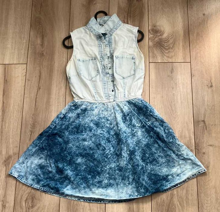 Modny, stylowy komplet jeansowych sukni XS/M Link/Bershka, 100%bawełna