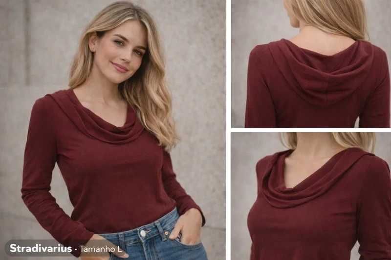 Camisola de malha fina Stradivarius com gola aberta