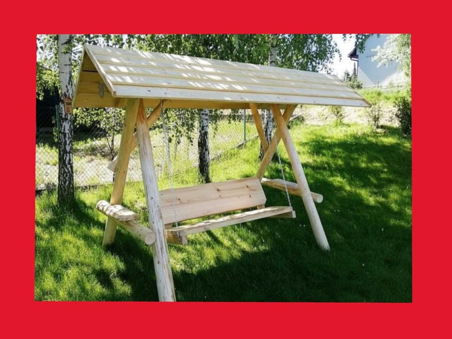PRODUCENT Huśtawka ogrodowa z bali, drewniana, plac zabaw PREMIUM
