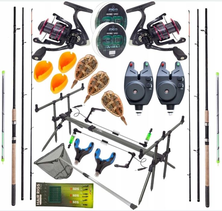 Zestaw wędkarski 2x wędka feeder + 2x kołowrotek LH + rodpod + akcesoria
