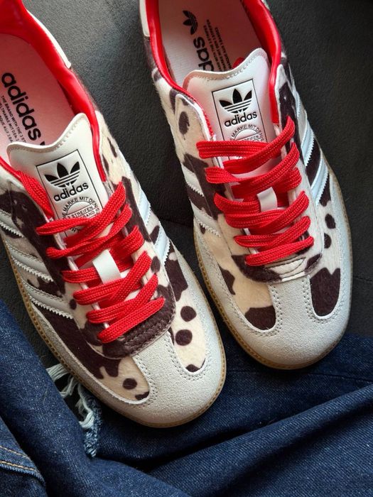 Жіночі кросівки Adidas Samba OG Cow Print Beige/Black вдідас самба