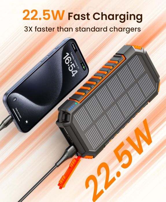 Powerbank solar com lanterna (27000mah)