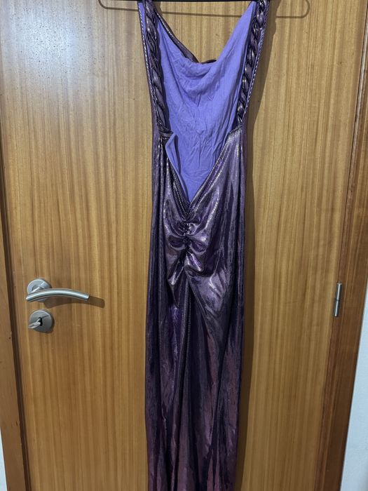 Vestido Comprido Roxo Metalizado