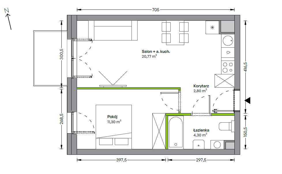 Na sprzedaż 2-pokojowe mieszkanie | 38,97 m² | Nowe Żerniki, Wrocław