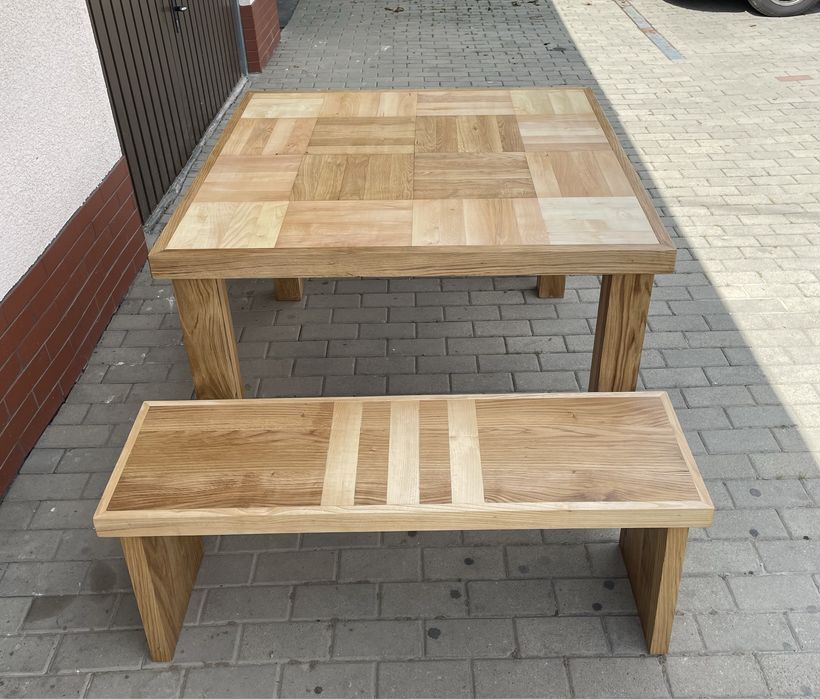 Stól + Ławki (Zestaw lite drzewo )