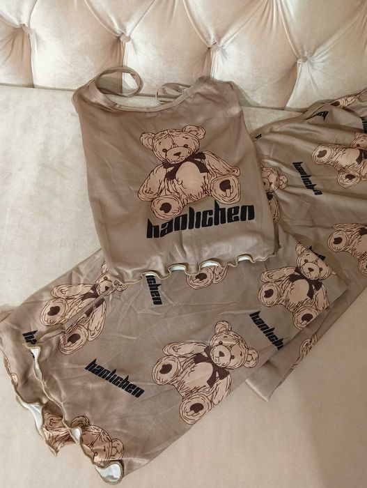 Piżama damska w misie brązowa koszulka spodnie M