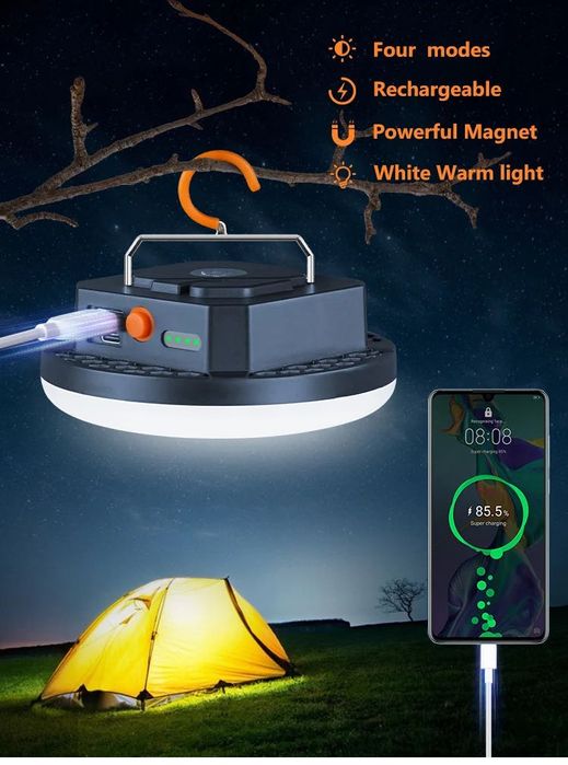 Портативная LED лампа 30W на литиевом аккумуляторе 9900мАч, PowerBank