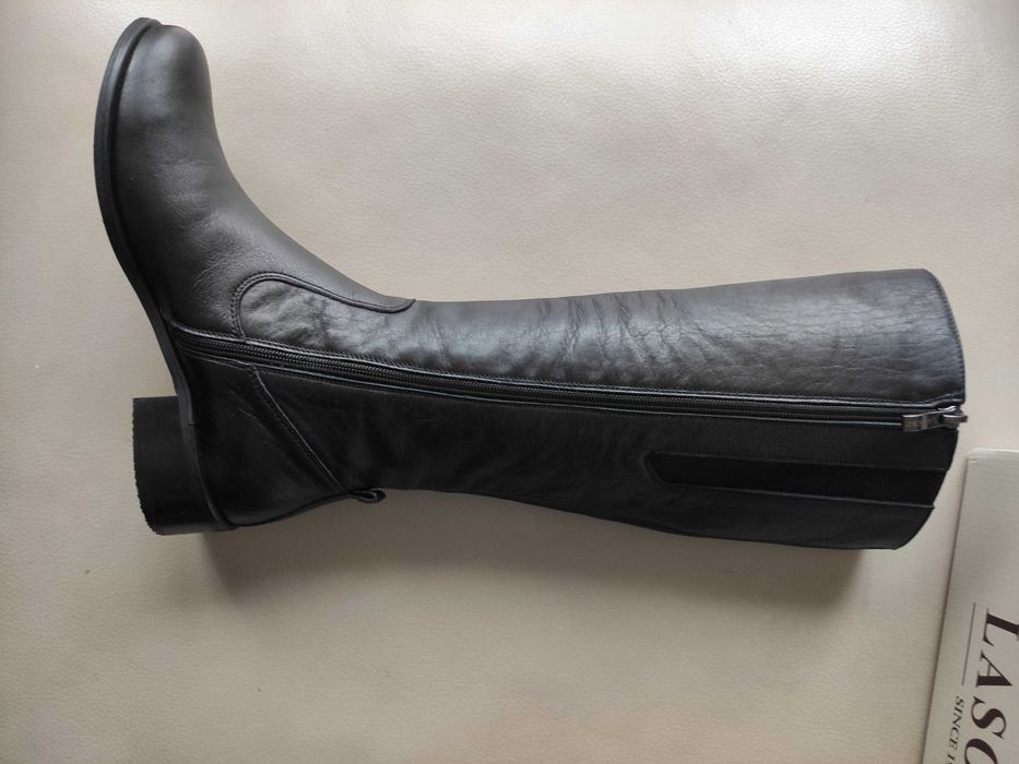 Nowe Kozaki długie czarne Lasocki ze skóry