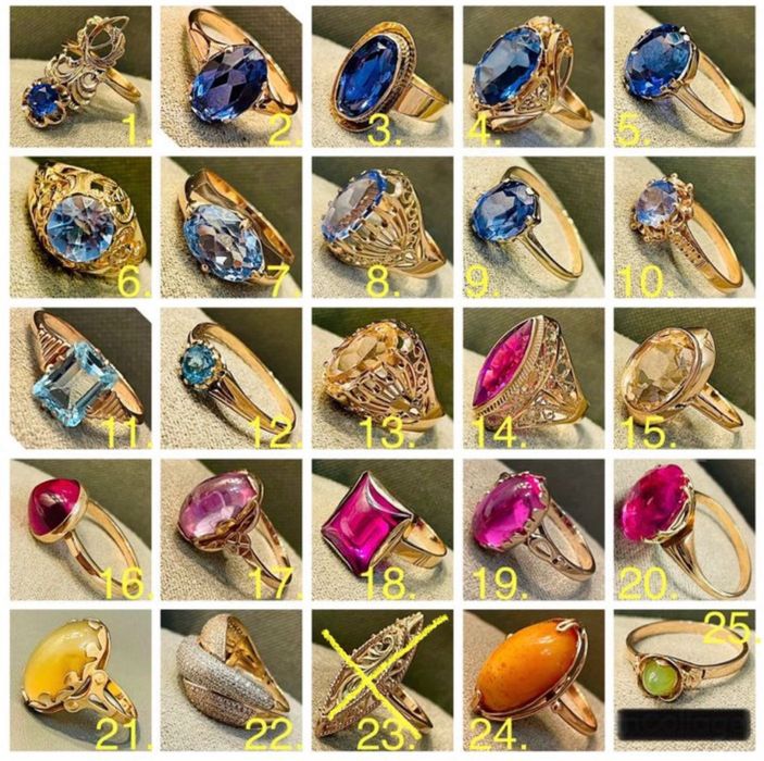 Кольцо Сапфир Золото 583,585 проба Янтарь, Топаз