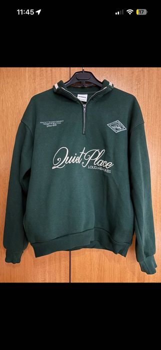 Sweatshirt / Camisola de meio fecho (Half-Zip) Verde Bershka