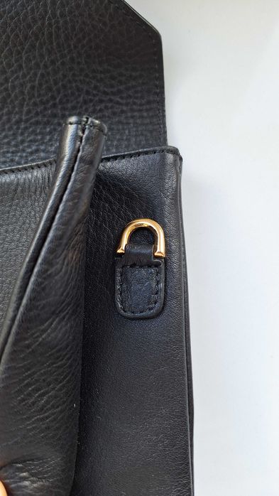 Czarna skórzana kopertówka torebka boho torebeczka