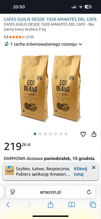 Kawa ziarnista Eco Beans by cafes Guilis 3 kg. Kawa BIO