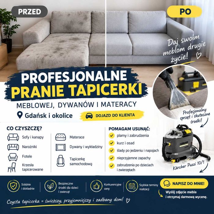 Profesjonalne Pranie Tapicerki – GDAŃSK I OKOLICE