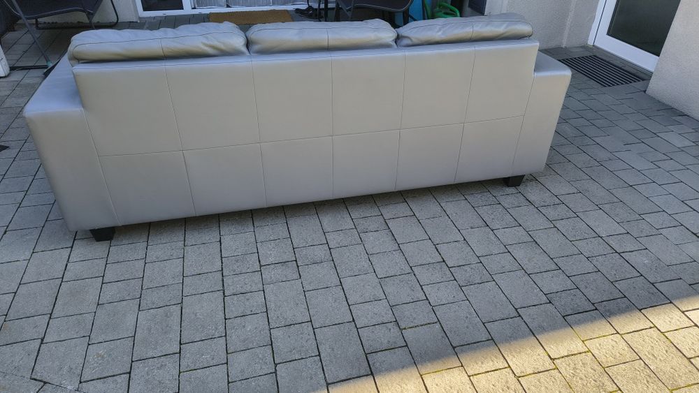 Kanapa sofa skórzana ikea skogaby szara skóra