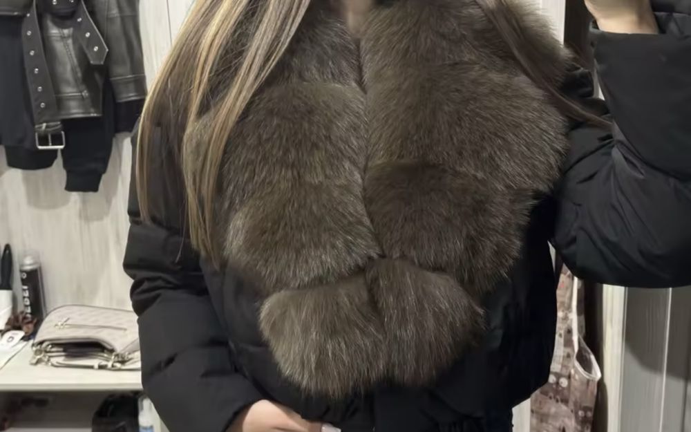 Куртка, курточка, пуховик, мех песец натурильний на с або хс