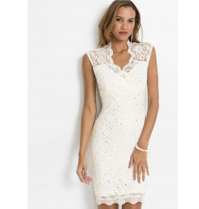 Sukienka koronkowa beżowa 36/38